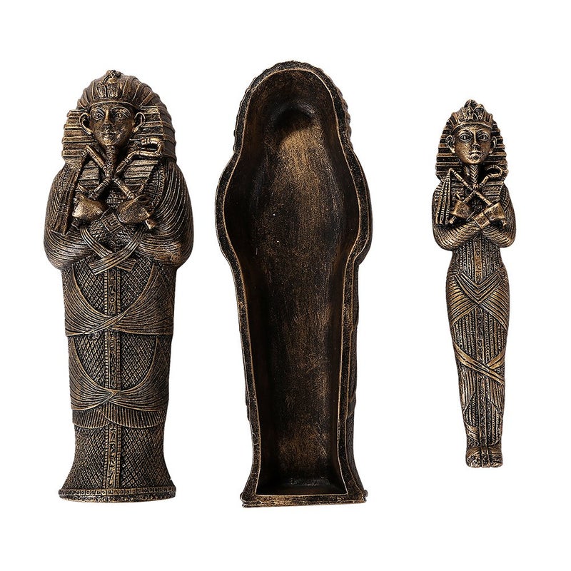 Pacific Giftware تحفة هدايا المحيط - قطعة أثرية مصرية قديمة - تابوت الملك توت مع تمثال مومياء 5.5 بوصة طول - Image 1
